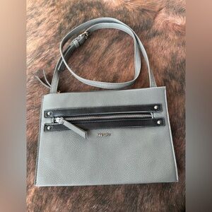 Nine West Gray Pebbled Faux Leather with Black Interior Crossbody Bag